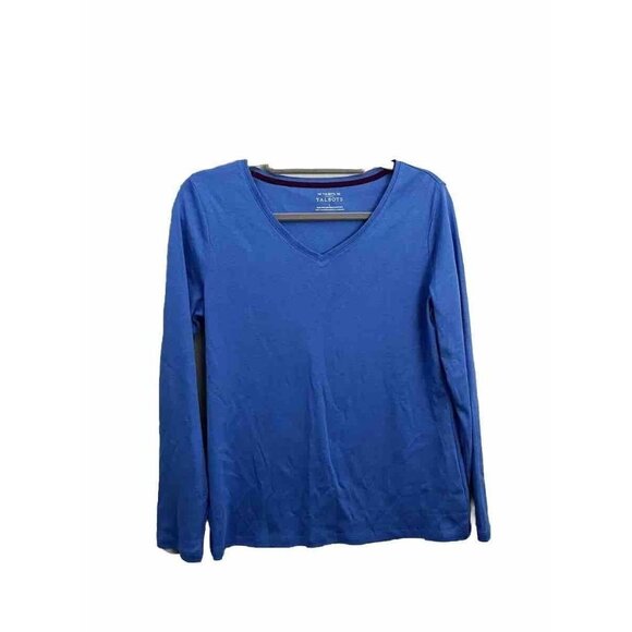 Talbots The Talbots Tee Long Sleeve Blouse Women Large V Neck Pima cotton - Picture 1 of 9